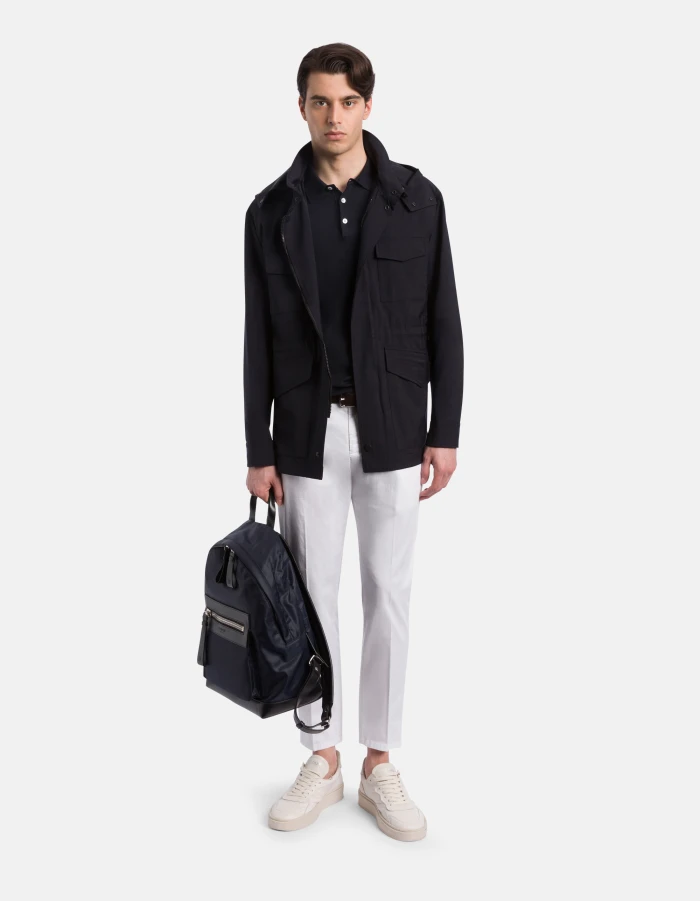 Field jacket regular in lana tecnica