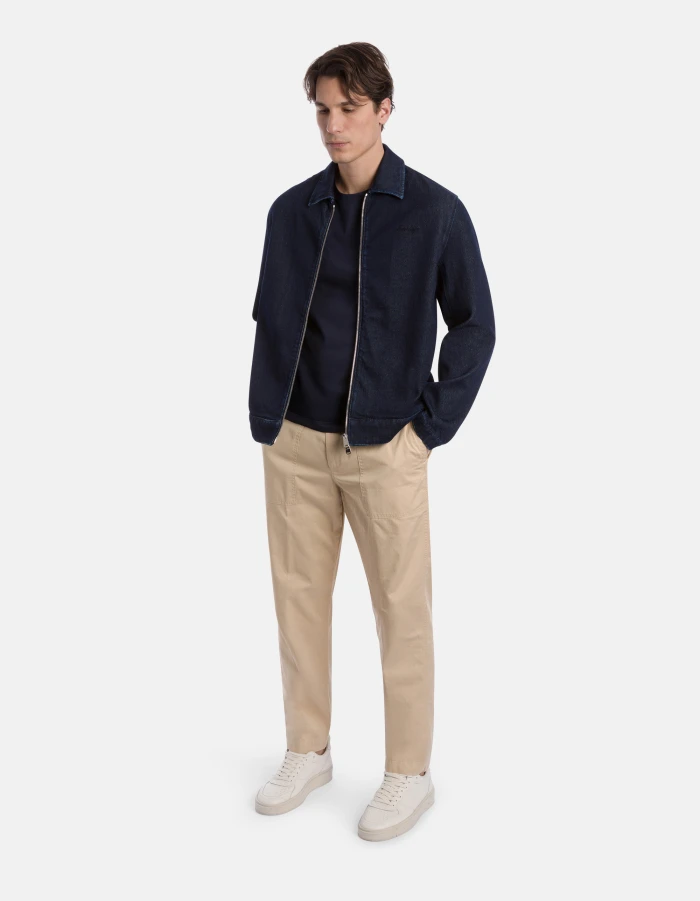 Regular-fit recycled rigid denim jacket