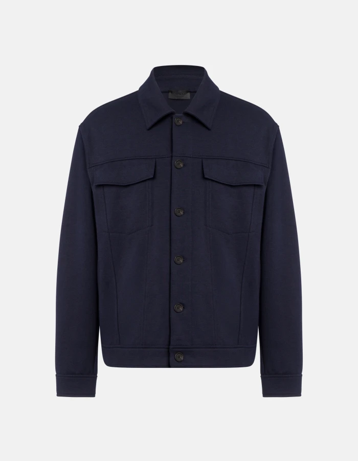 Trucker Jacke in schmaler Passform aus Double-Baumwolle