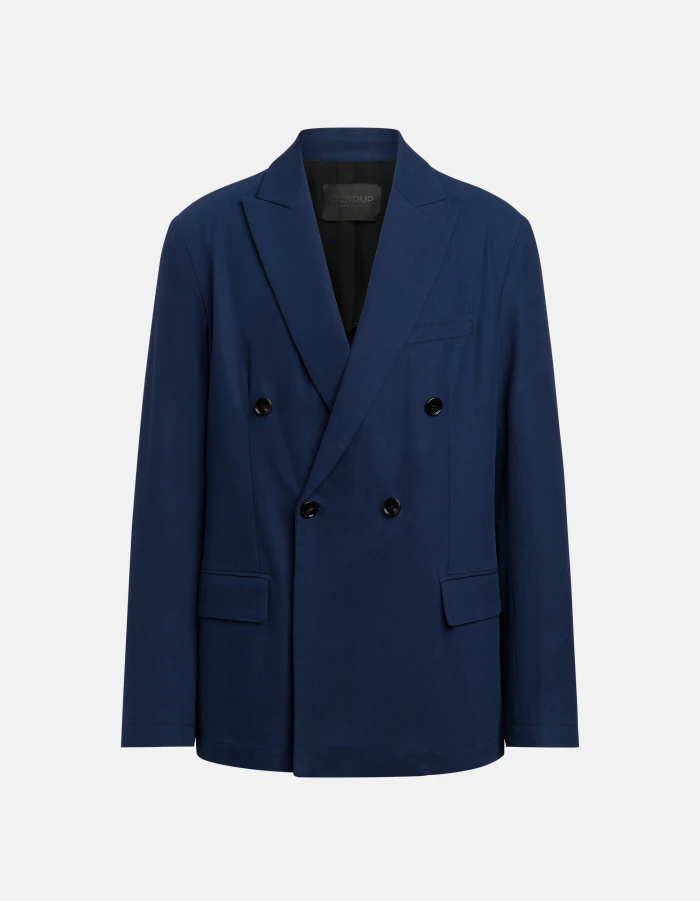 Regular-fit double-breasted blazer in cotton crepe
