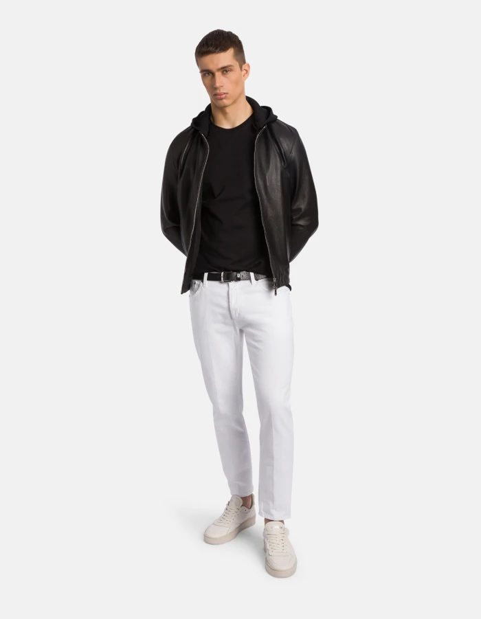 Bikerjacke in normaler Passform aus Nappaleder