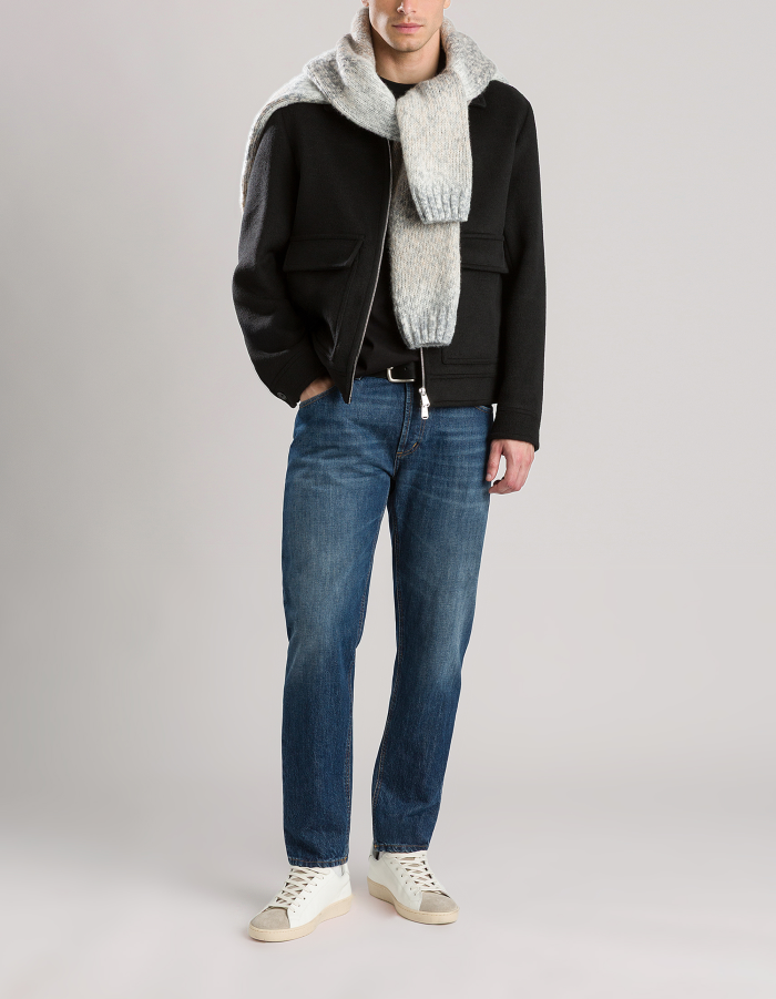 Regular-fit coat in wool-blend velour