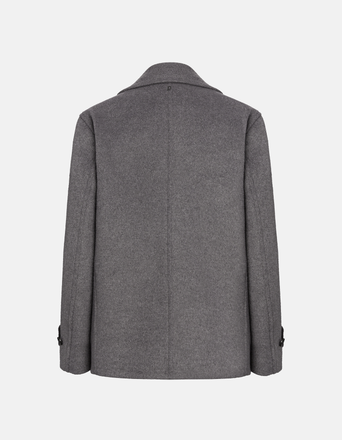Double-breasted regular-fit peacoat in wool-blend velour