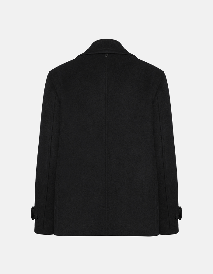 Double-breasted regular-fit peacoat in wool-blend velour