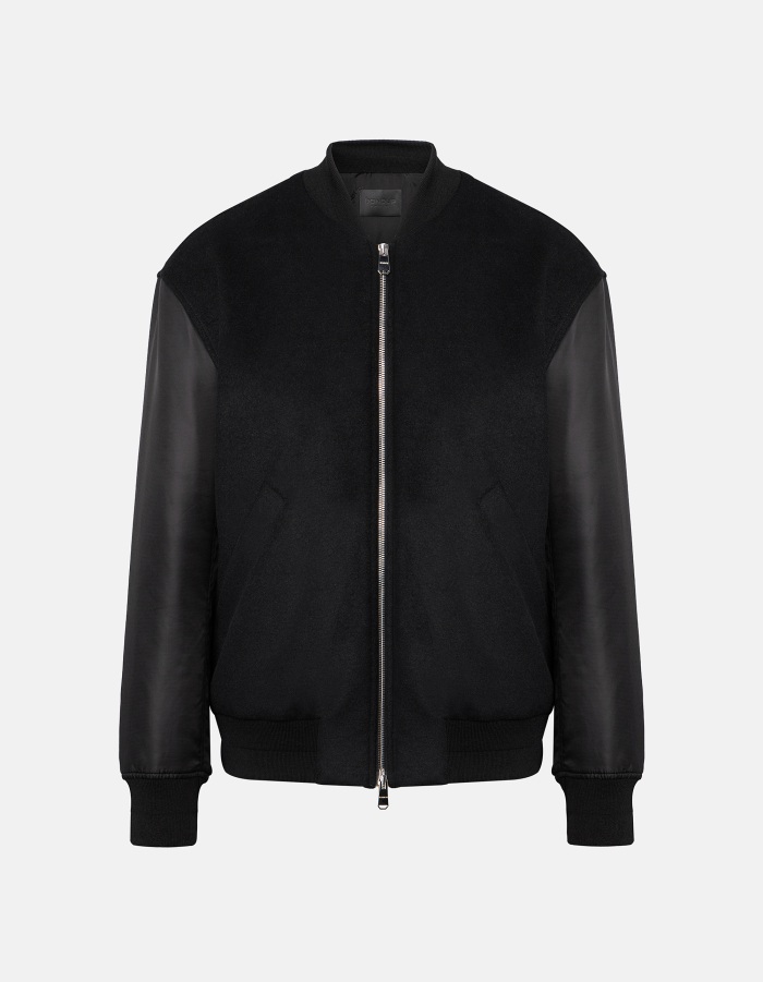 Regular-fit bomber jacket in wool-blend velour