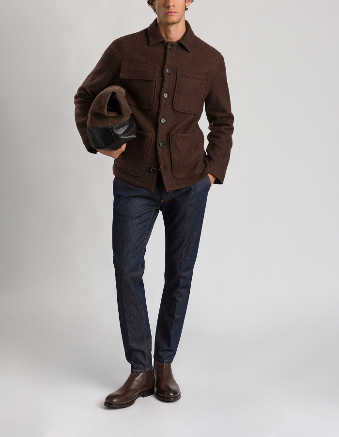 Regular-fit field jacket in wool blend