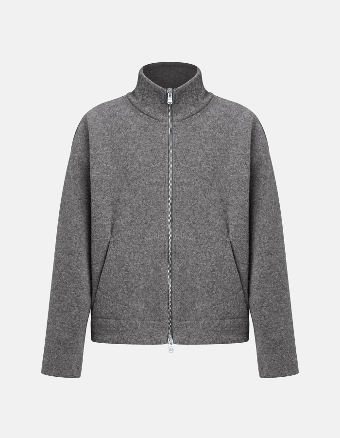 Regular-fit double wool bomber jacket
