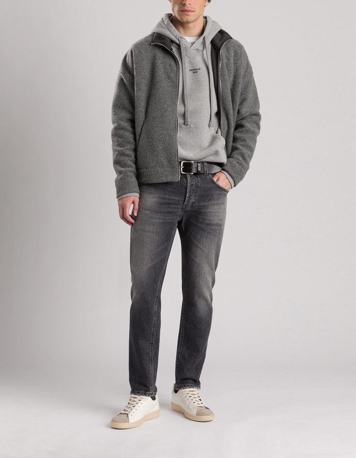 Regular-fit double wool bomber jacket