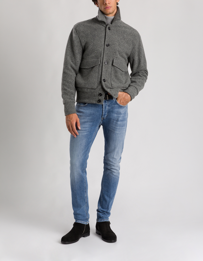 Regular-fit jacket in double wool