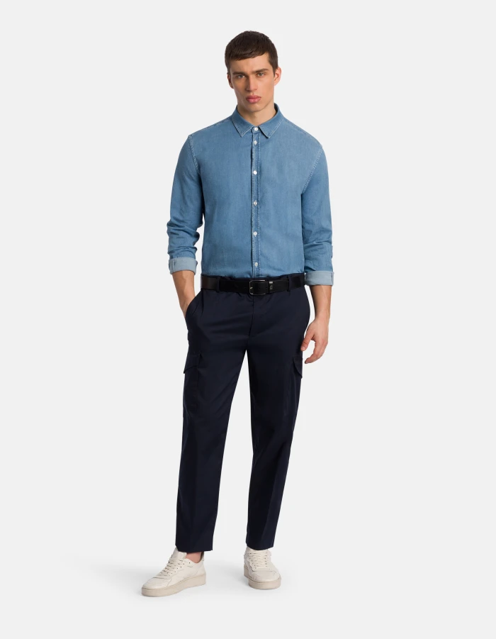 Slim-fit shirt in stretch denim