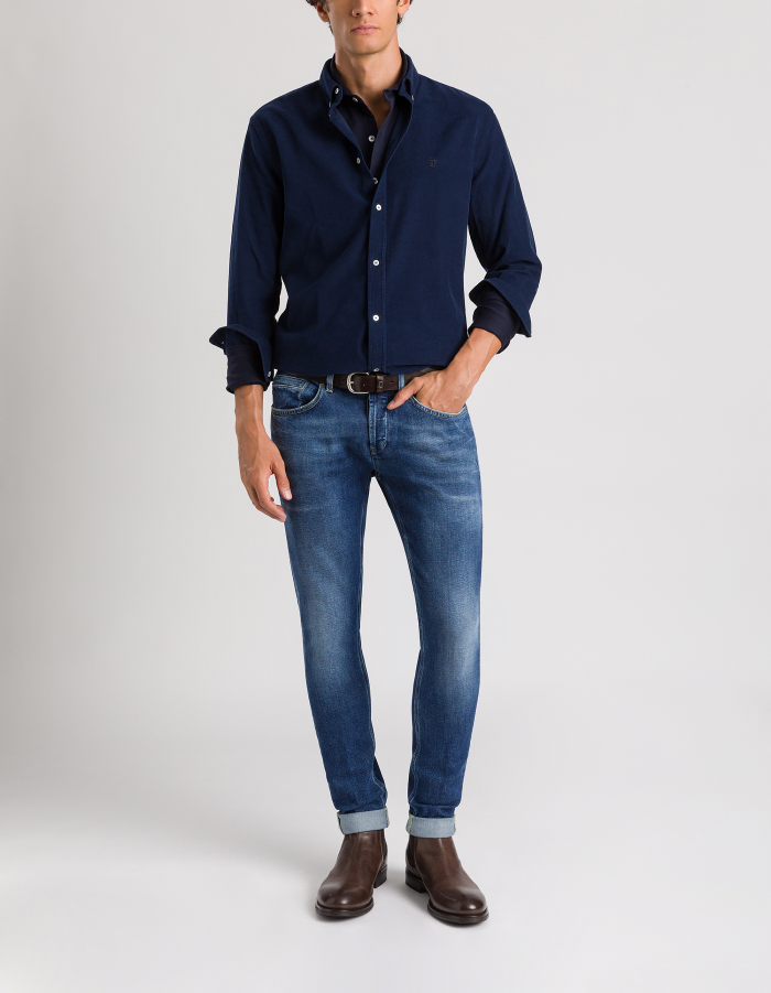 Camicia regular in velluto leggero