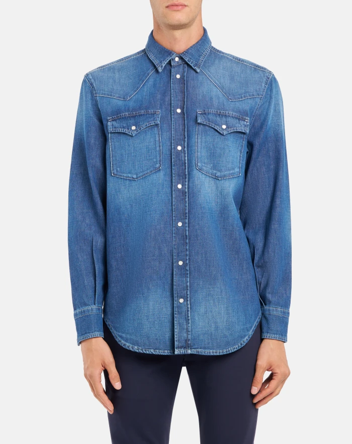 Camicia texana regular in denim fisso