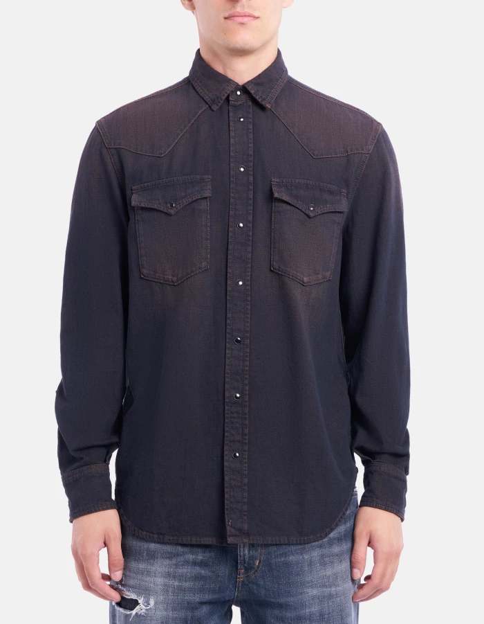 Camicia texana regular in denim fisso