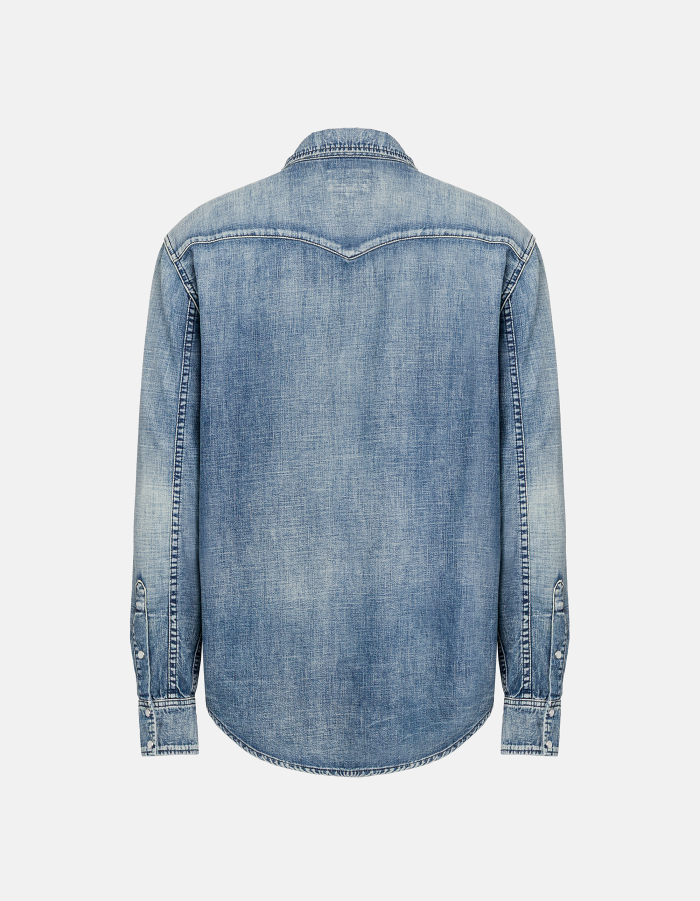 Regular-fit Western-style shirt in rigid denim