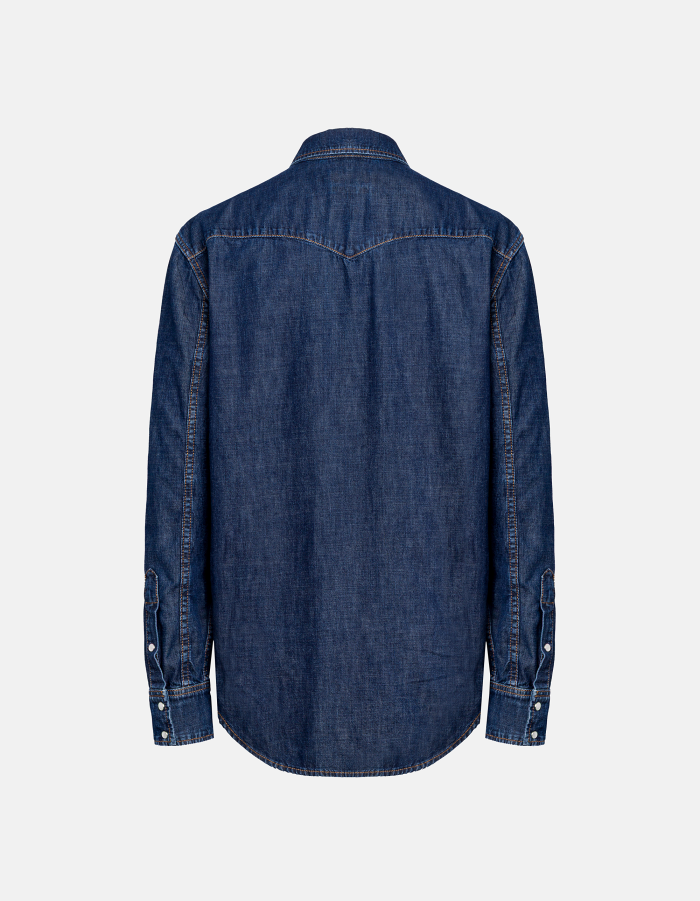 Regular-fit Western-style shirt in rigid denim