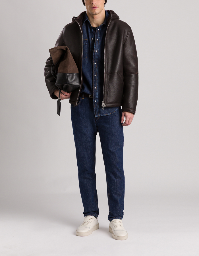Regular-fit Western-style shirt in rigid denim
