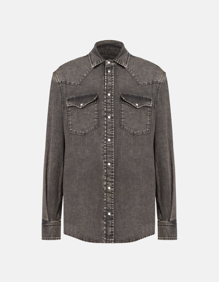 Western-style stretch denim shirt, regular fit