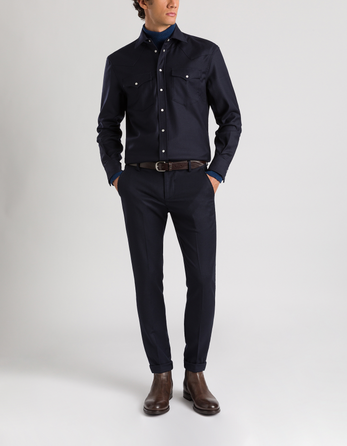 Regular-fit Western shirt in flannel