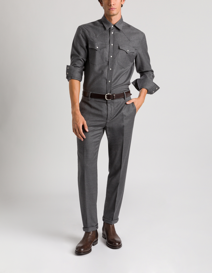Regular-fit Western shirt in flannel