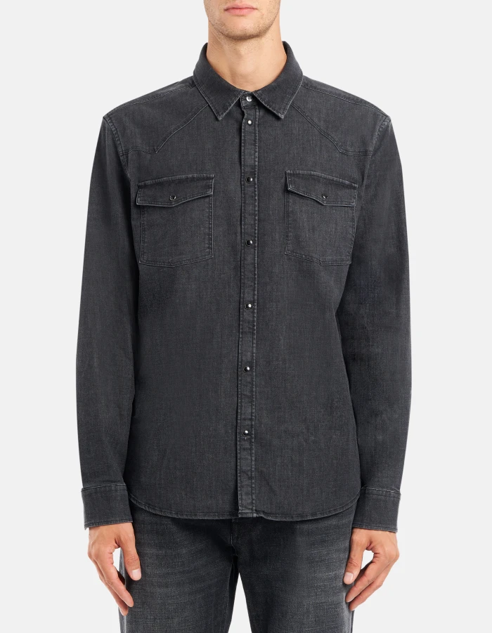 Camicia texana slim in denim stretch