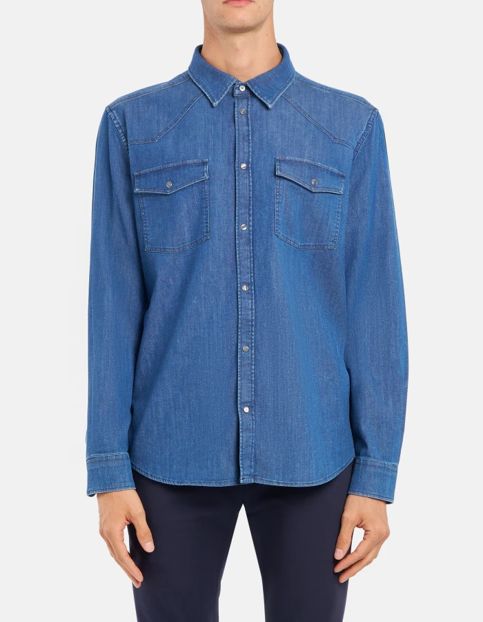 Camicia texana slim in denim stretch