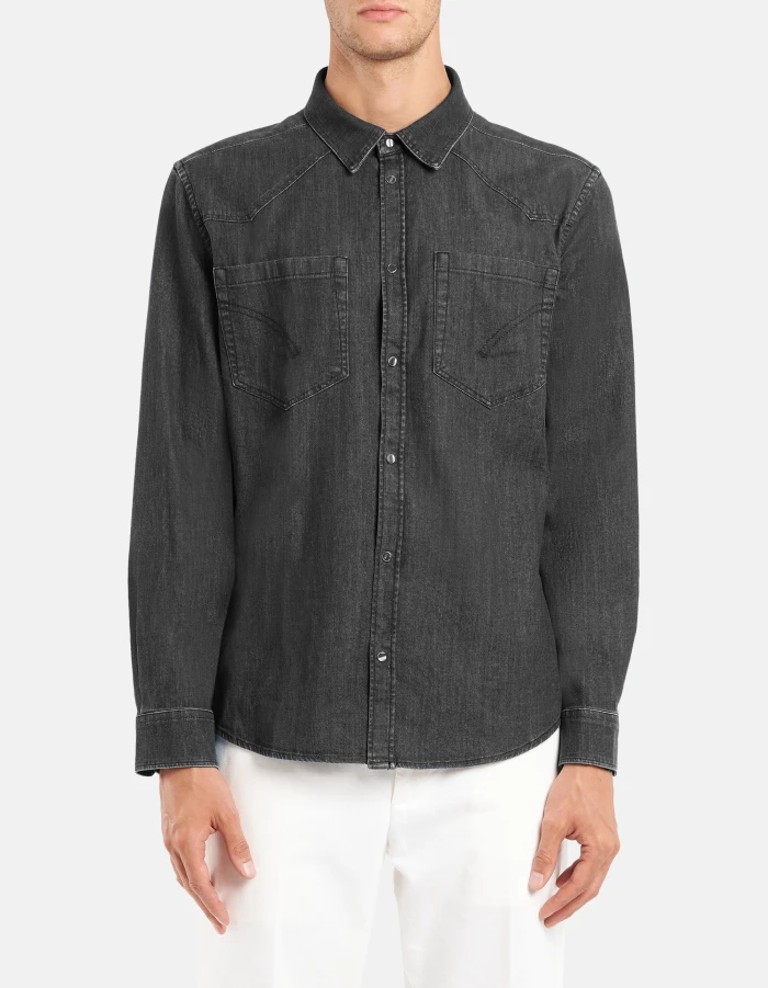 Camicia slim in denim stretch