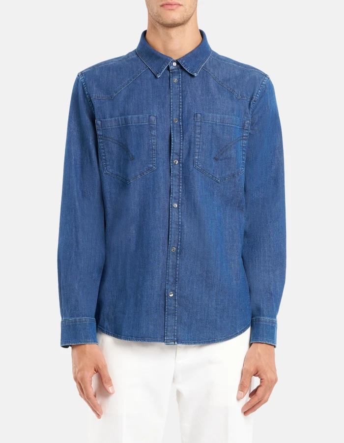 Camicia slim in denim stretch