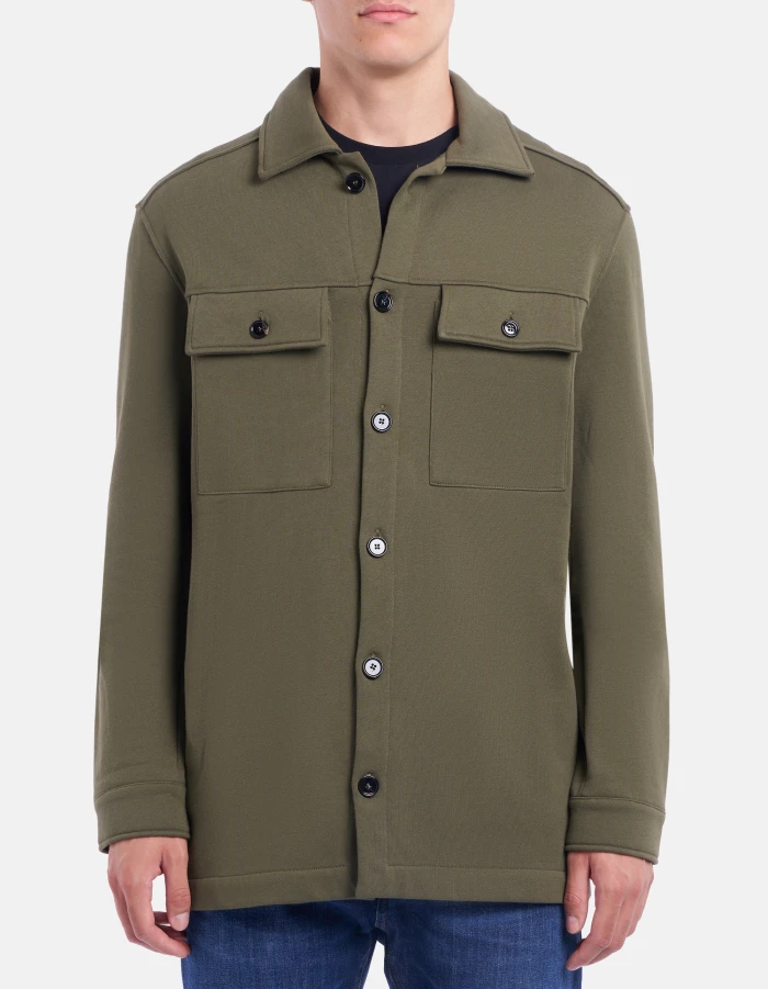 Camicia field jacket regular in felpa di cotone
