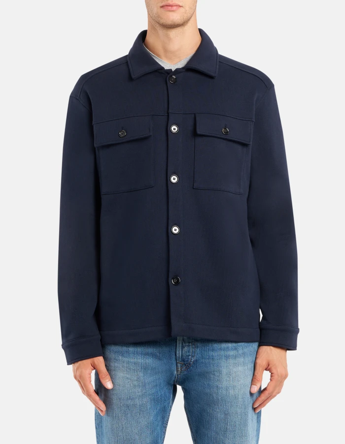 Camicia field jacket regular in felpa di cotone