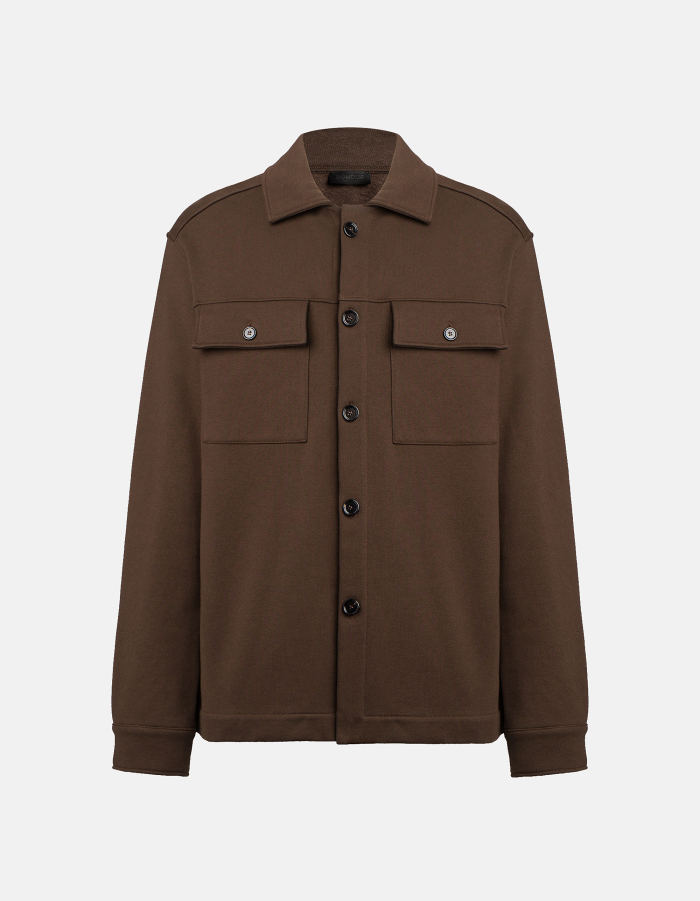 Regular-fit field jacket shirt in cotton fleece