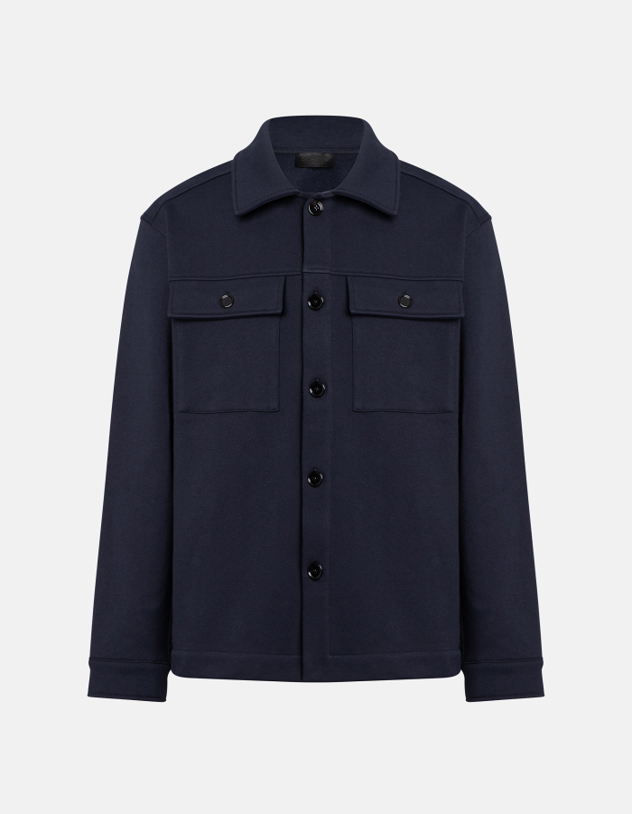 Regular-fit field jacket shirt in cotton fleece