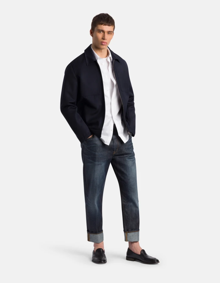 Regular-fit shirt in yarn-dyed gabardine