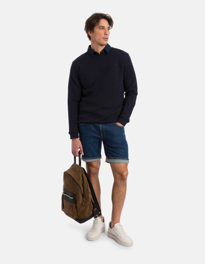 Regular-fit crew-neck cotton sweatshirt