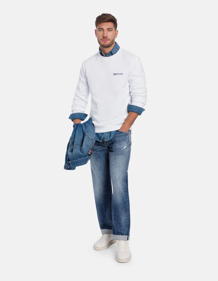 Regular-fit crew-neck cotton sweatshirt