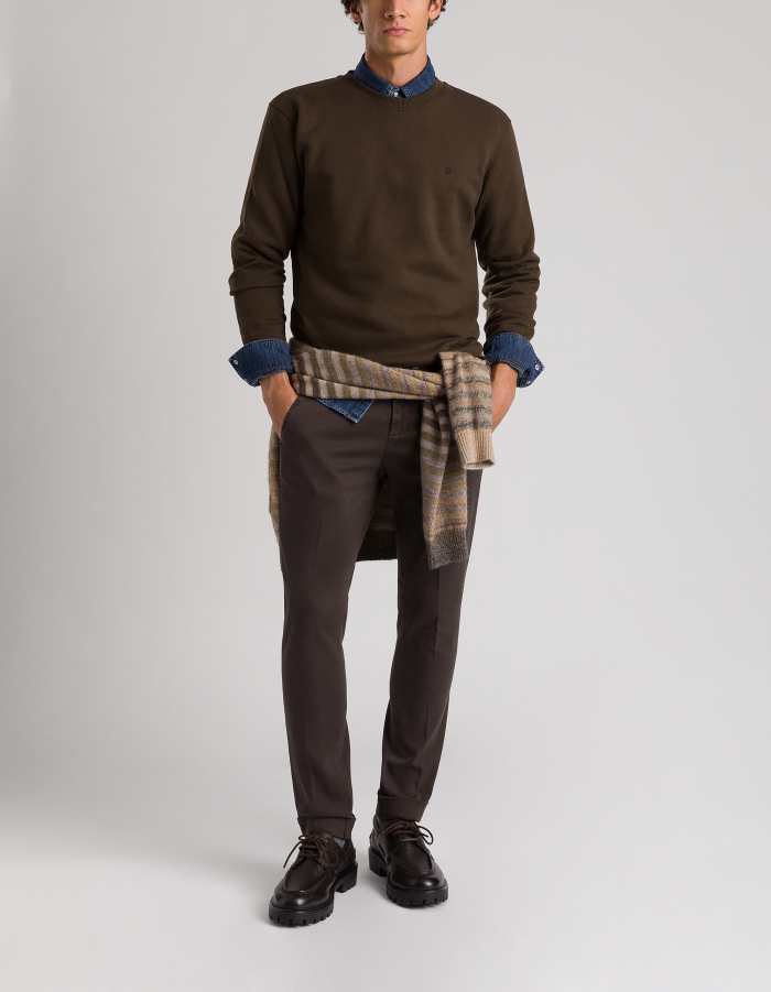 Regular-fit crew-neck cotton sweatshirt