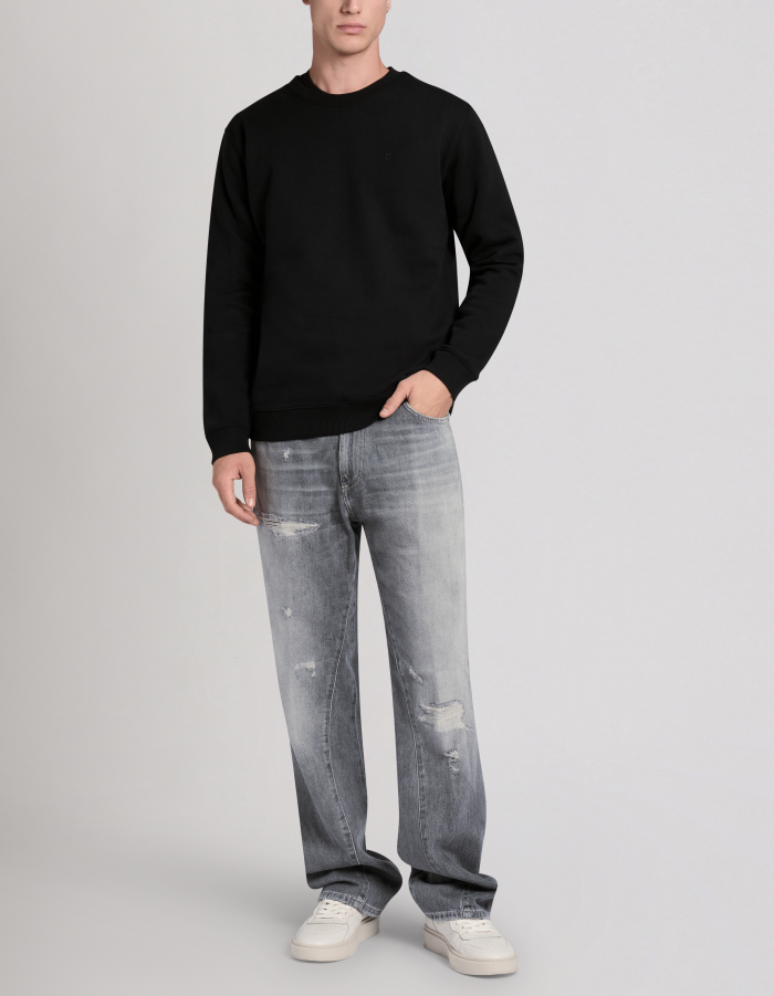 Regular-fit crew-neck cotton sweatshirt