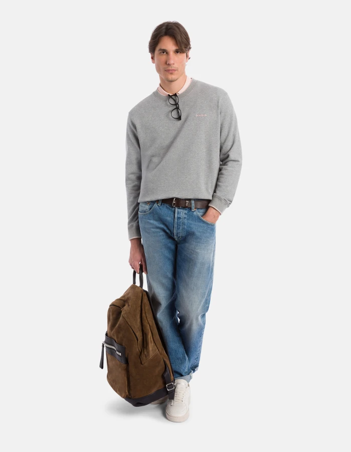 Regular-fit crew-neck cotton sweatshirt