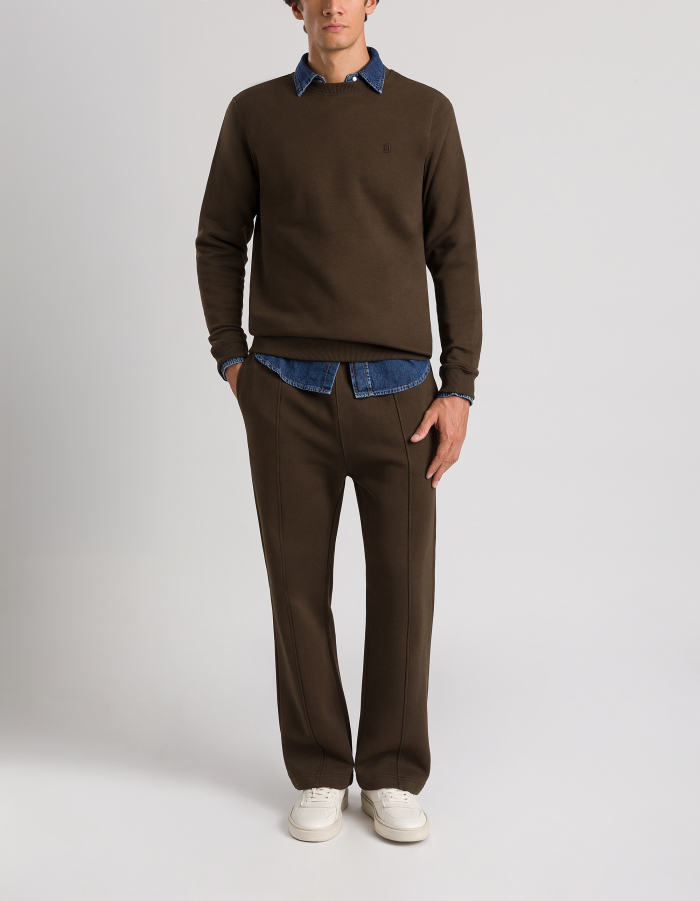 Regular-fit crew-neck cotton sweatshirt