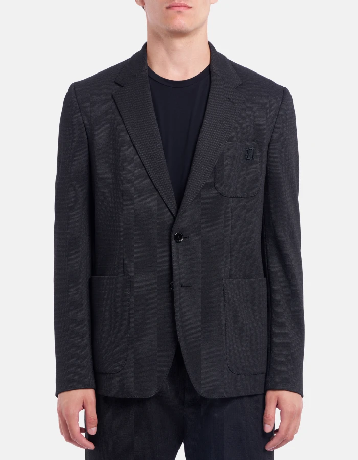 Blazer monopetto slim in jersey microfantasia