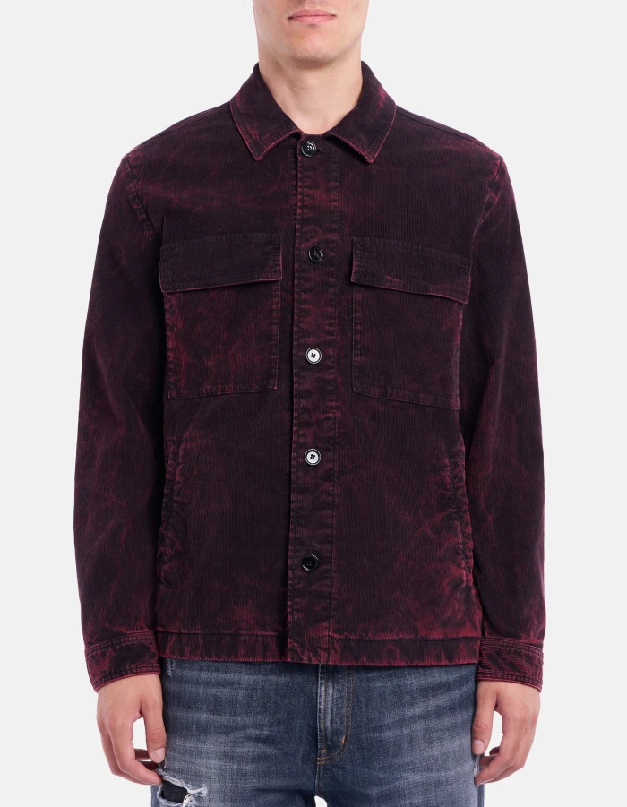 Shirt jacket regular in velluto a coste