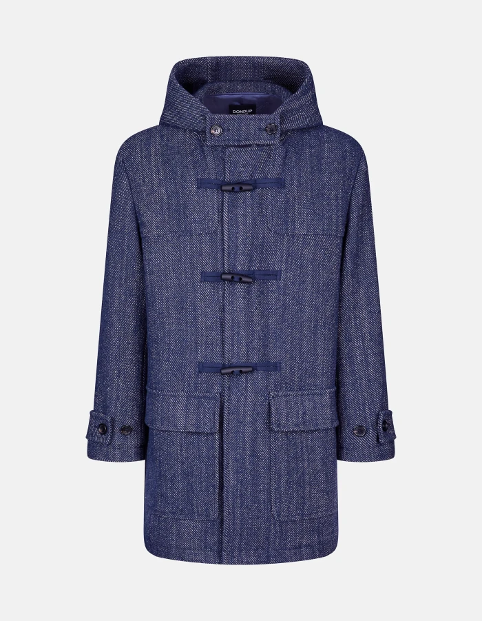 Regular-fit Montgomery duffle coat denim effect cotton