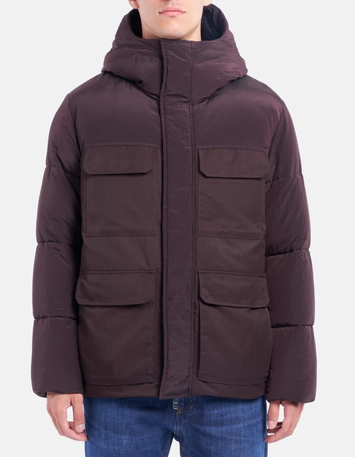 Regular-fit puffy jacket in waled nylon