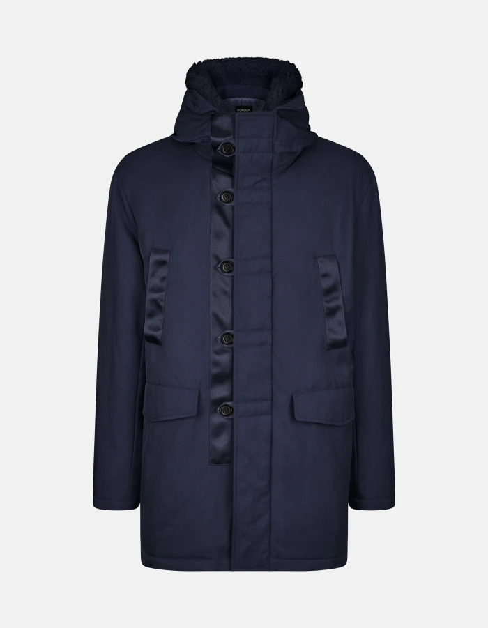 Regular-fit parka in nylon gabardine