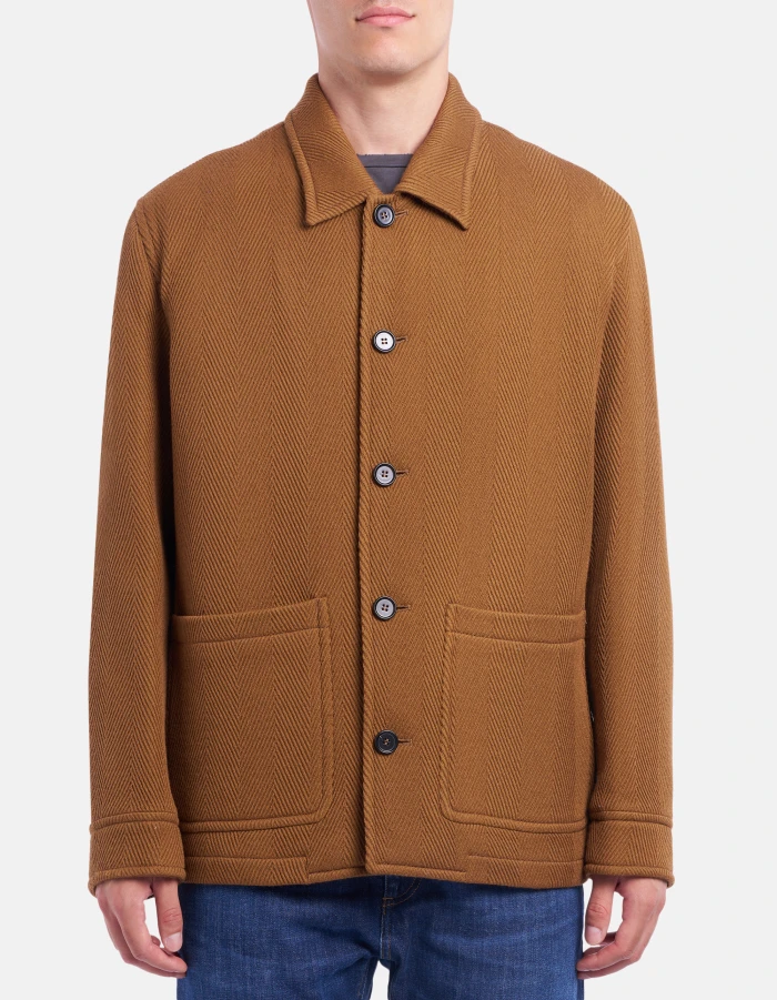 Regular-fit jacket in brushed wool