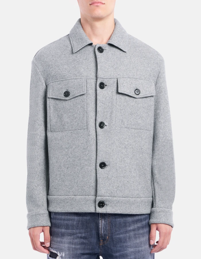 Regular-fit wool-blend jacket