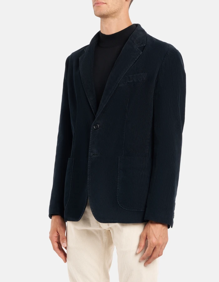 Blazer monopetto slim in velluto a coste