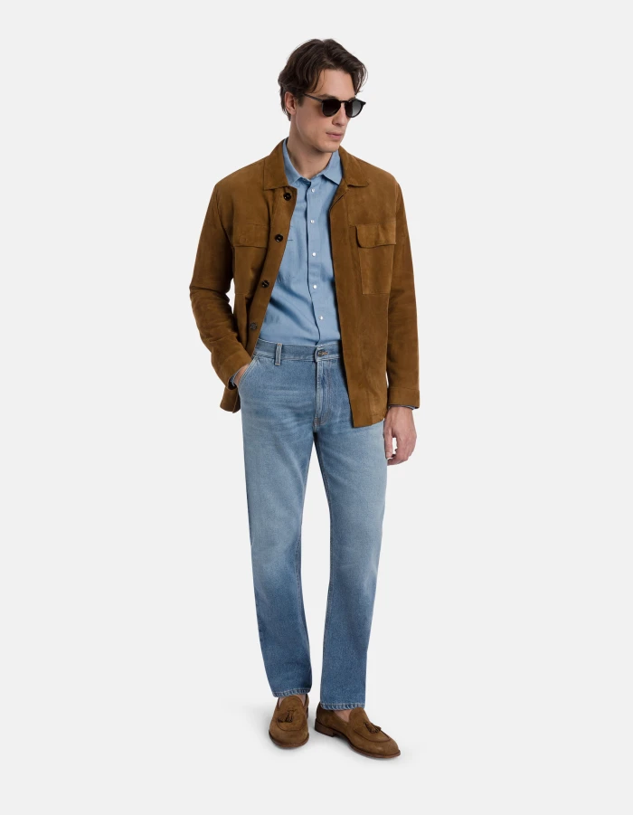 Field Jacket in normaler Passform aus Wildleder