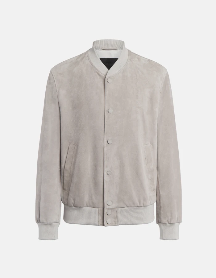 Regular-fit suede bomber jacket
