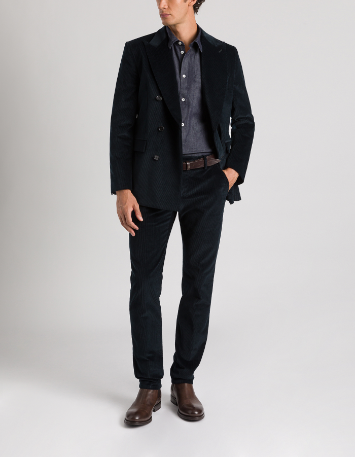 Spiritissimo regular-fit trousers in stretch velvet