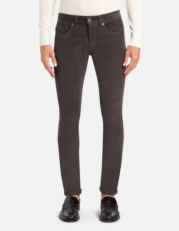 Pantaloni George skinny in velluto a coste